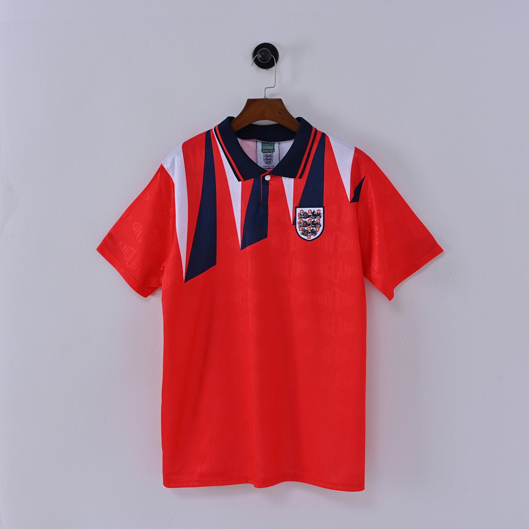 1992 England Away Soccer Jersey Red