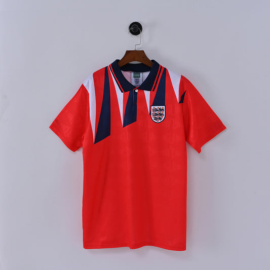 1992 England Away Soccer Jersey Red