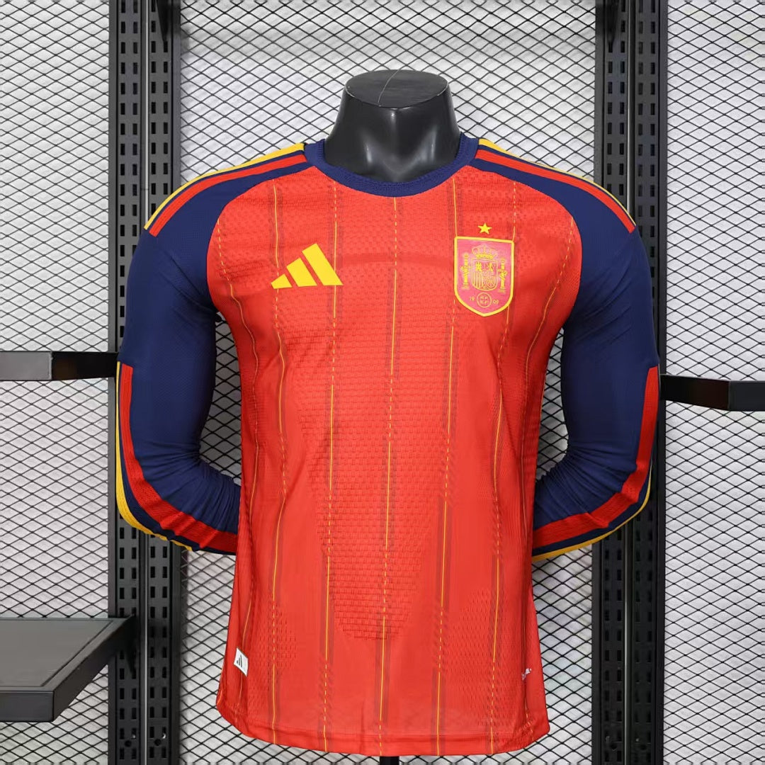 Spain Home Soccer Jersey Long Sleeve