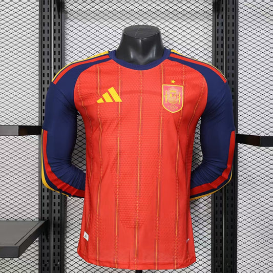 Spain Home Soccer Jersey Long Sleeve