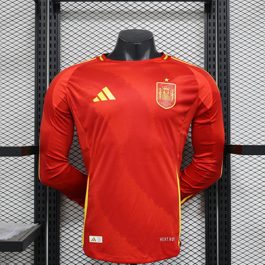Spain Home Player Version Soccer Jersey Long Sleeve