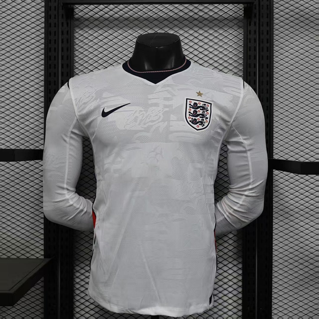 England Home Soccer Jersey Long Sleeve