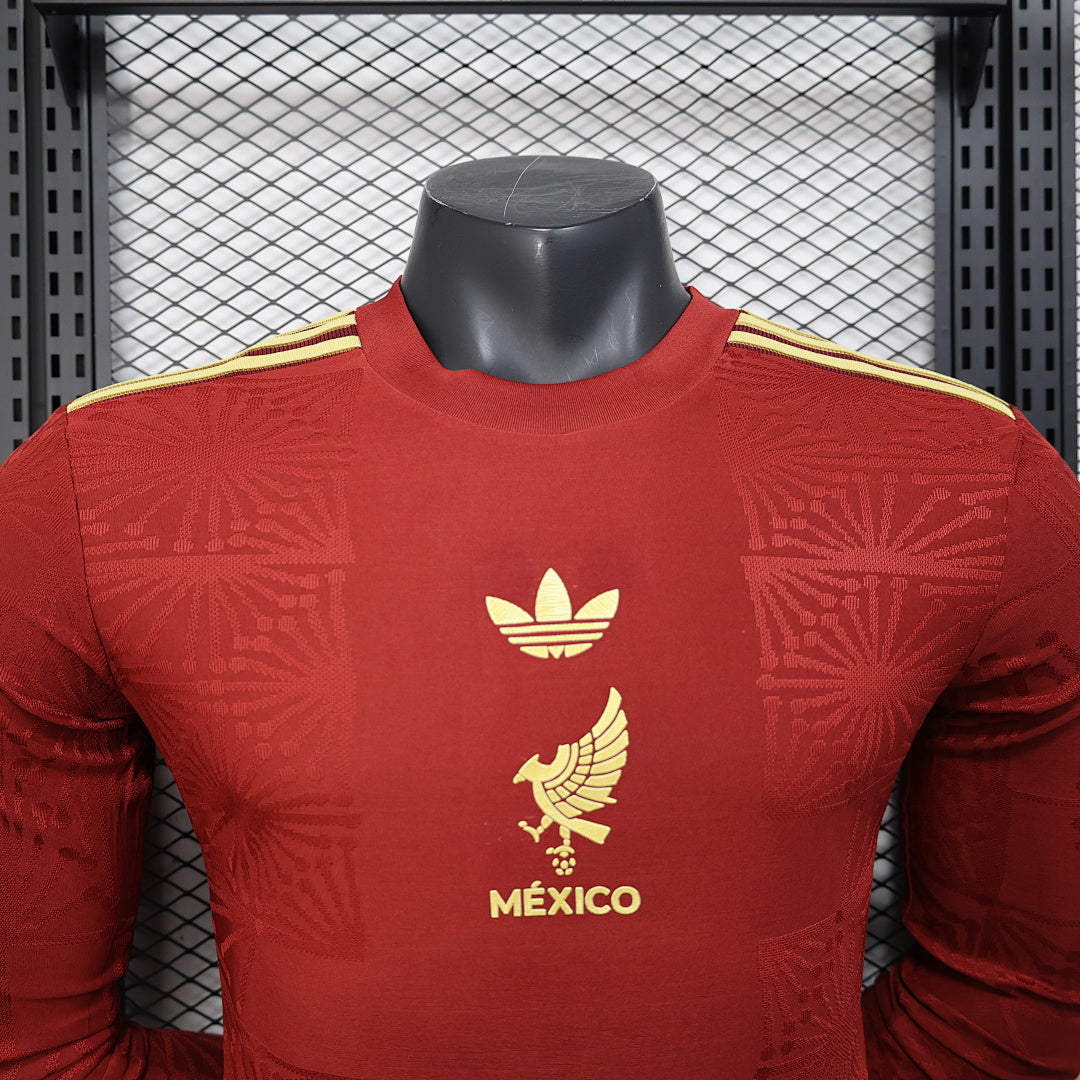 Mexico Player Version Soccer Jersey Long Sleeve Red