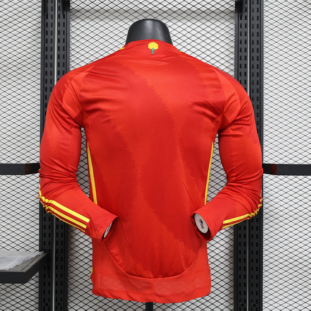 Spain Home Player Version Soccer Jersey Long Sleeve