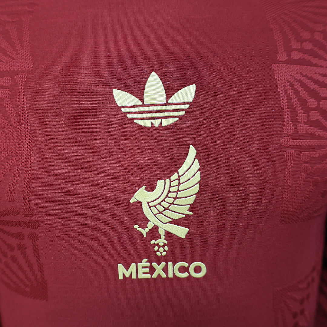 Mexico Player Version Soccer Jersey Long Sleeve Red
