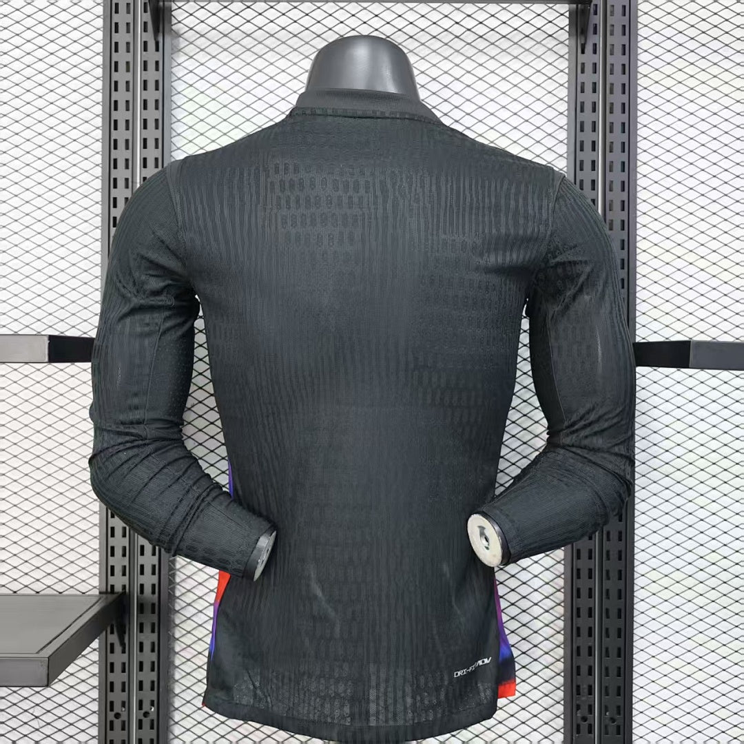 England Player Version Soccer Jersey Long Sleeve Black