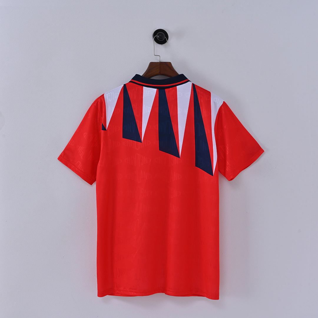 1992 England Away Soccer Jersey Red