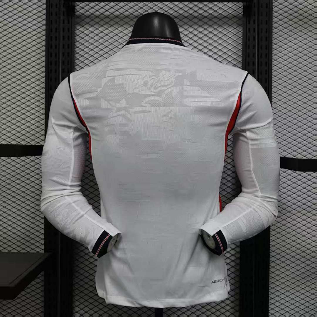 England Home Soccer Jersey Long Sleeve