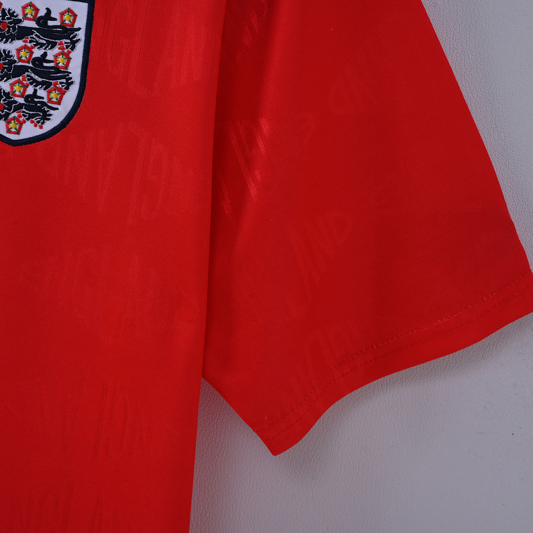 1992 England Away Soccer Jersey Red