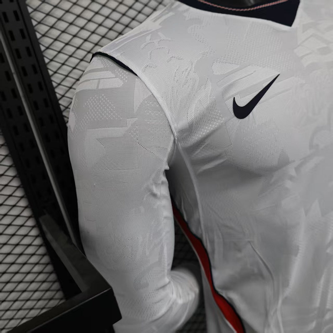 England Home Soccer Jersey Long Sleeve
