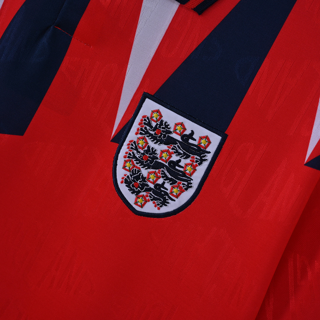 1992 England Away Soccer Jersey Red