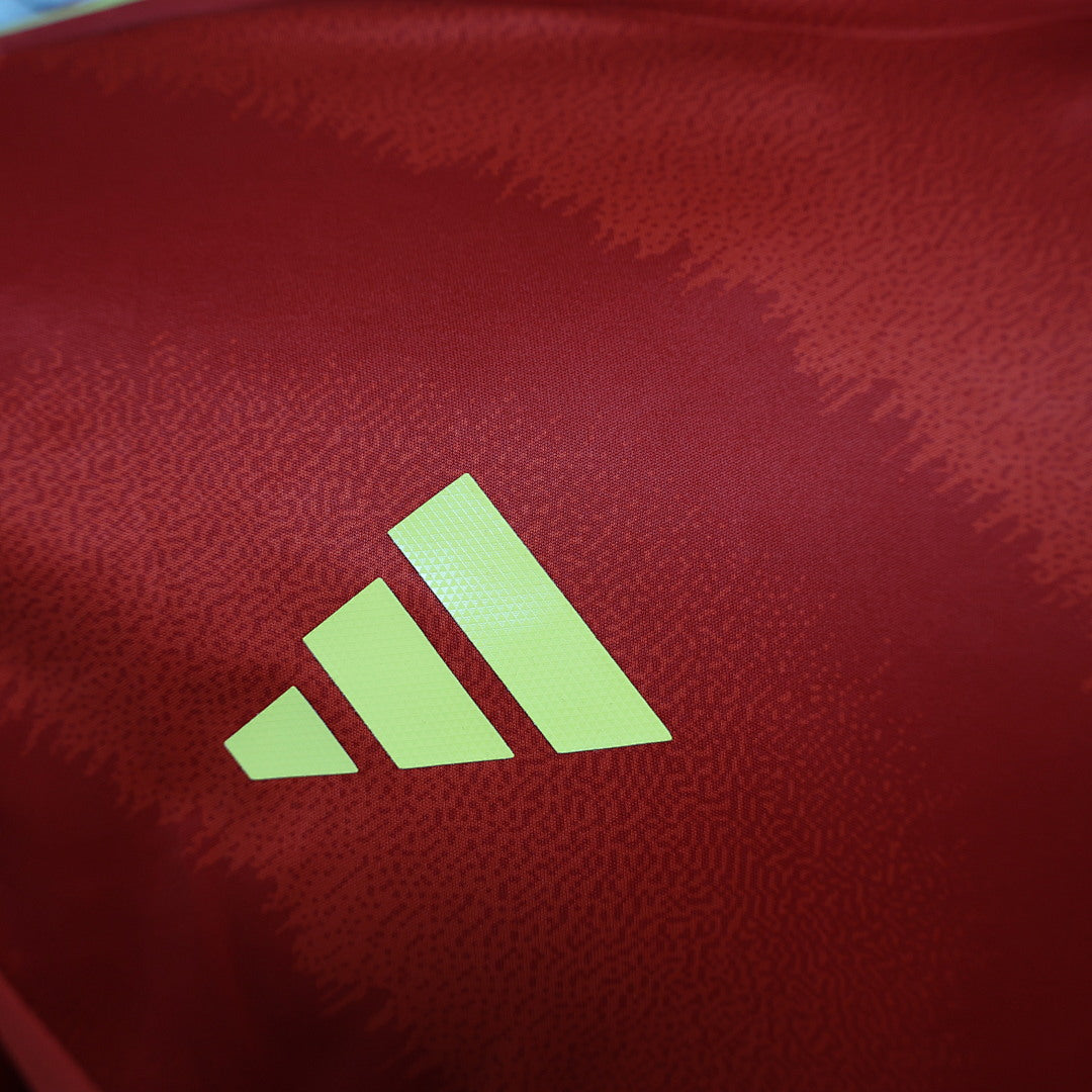 Spain Home Player Version Soccer Jersey Long Sleeve