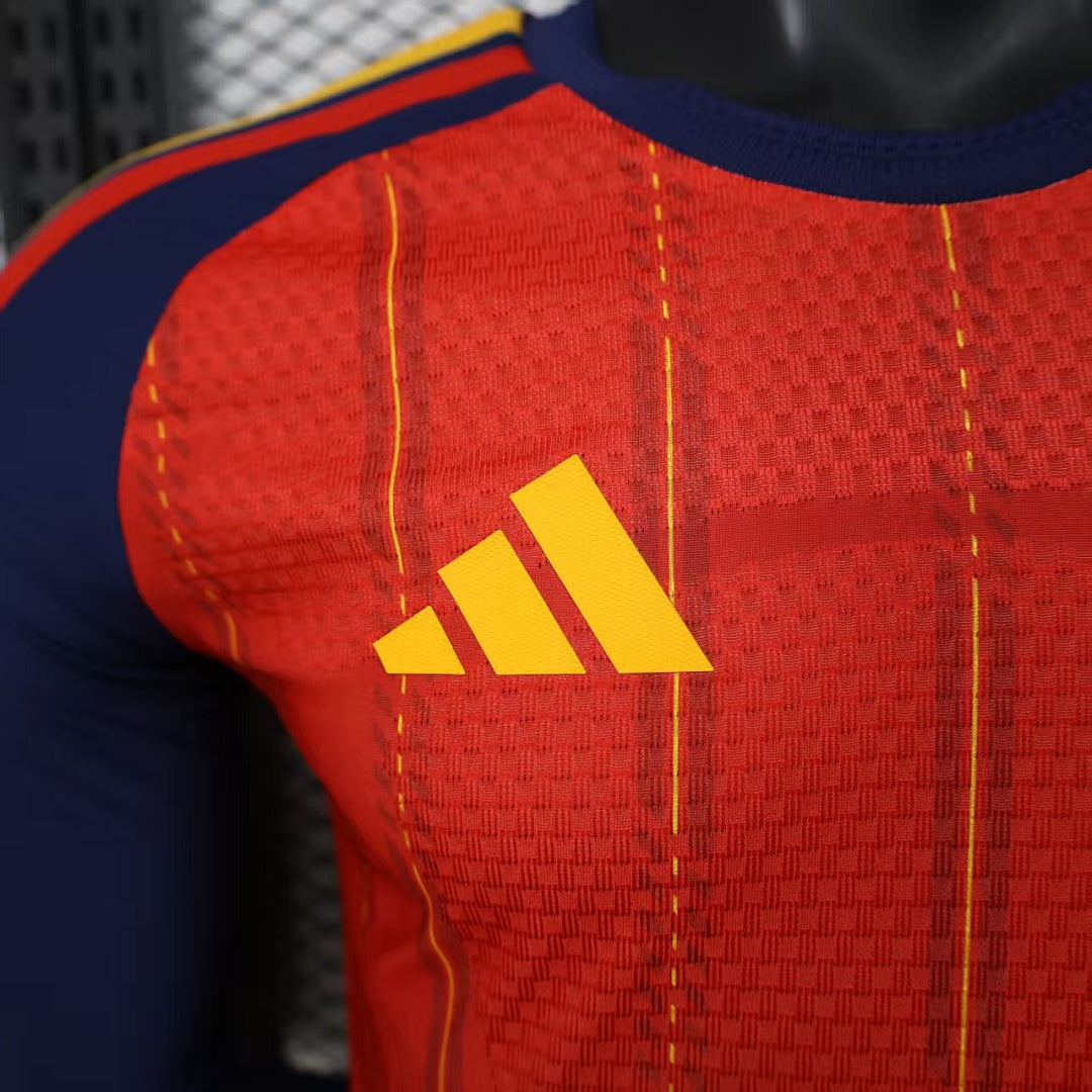Spain Home Soccer Jersey Long Sleeve
