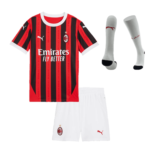 Kid's AC Milan Home Soccer Jersey Kit(Jersey+Shorts+Socks) 2024/25