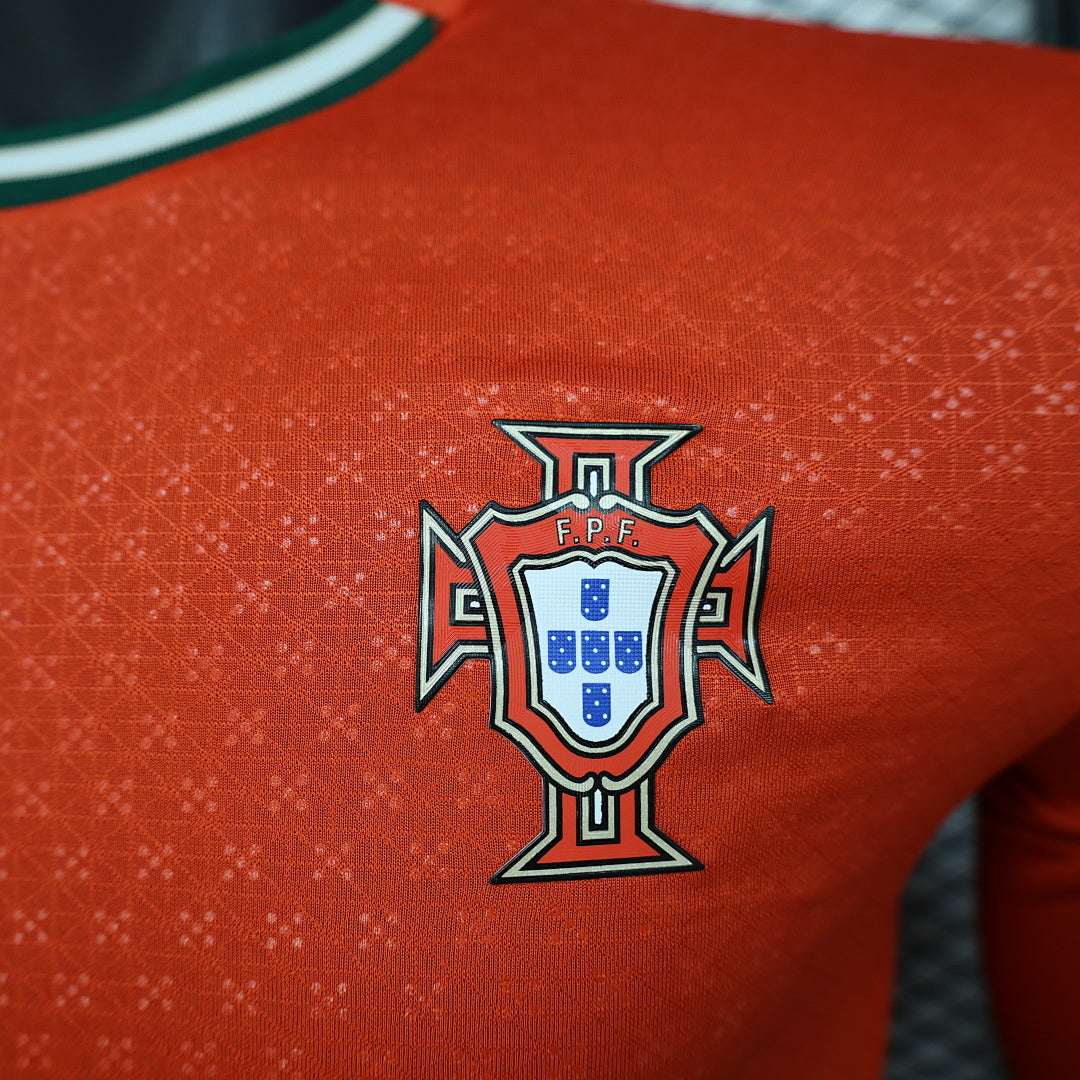 Portugal Home Player Version Soccer Jersey Long Sleeve