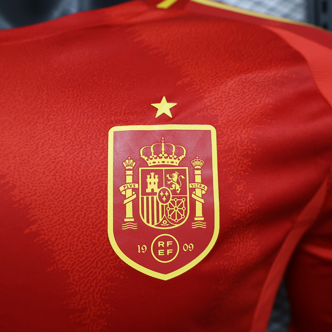 Spain Home Player Version Soccer Jersey Long Sleeve
