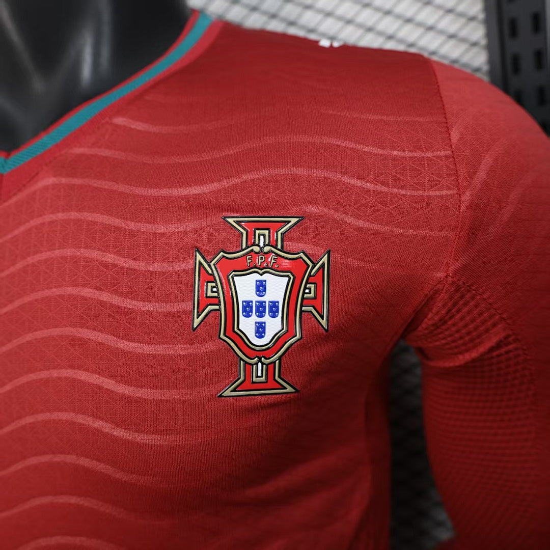 Portugal Home Soccer Jersey Long Sleeve