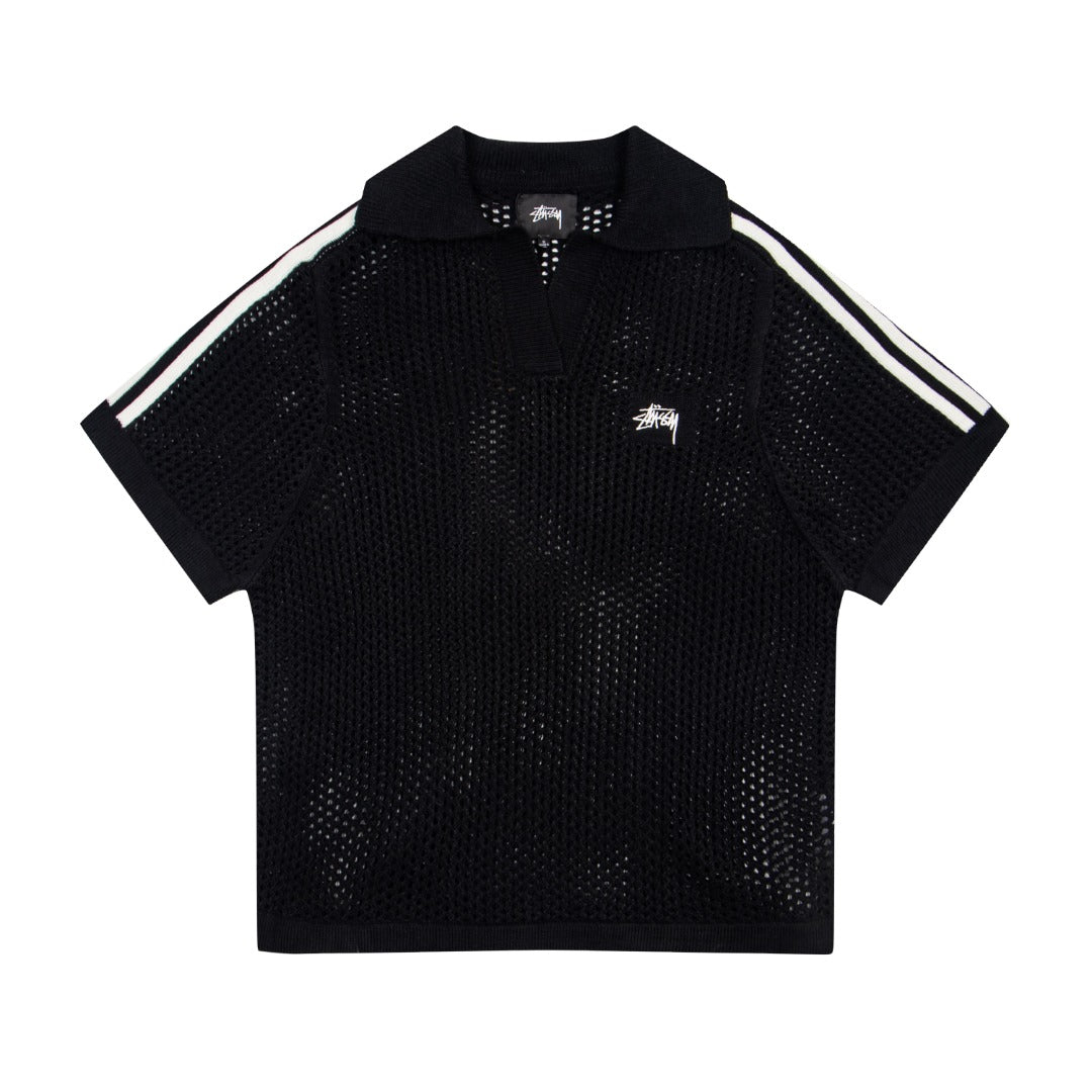 Stüssy Open Knit V-Neck Mesh Polo