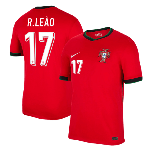 R.LEÃO  #17 Portugal Home Soccer Jersey Euro 2024