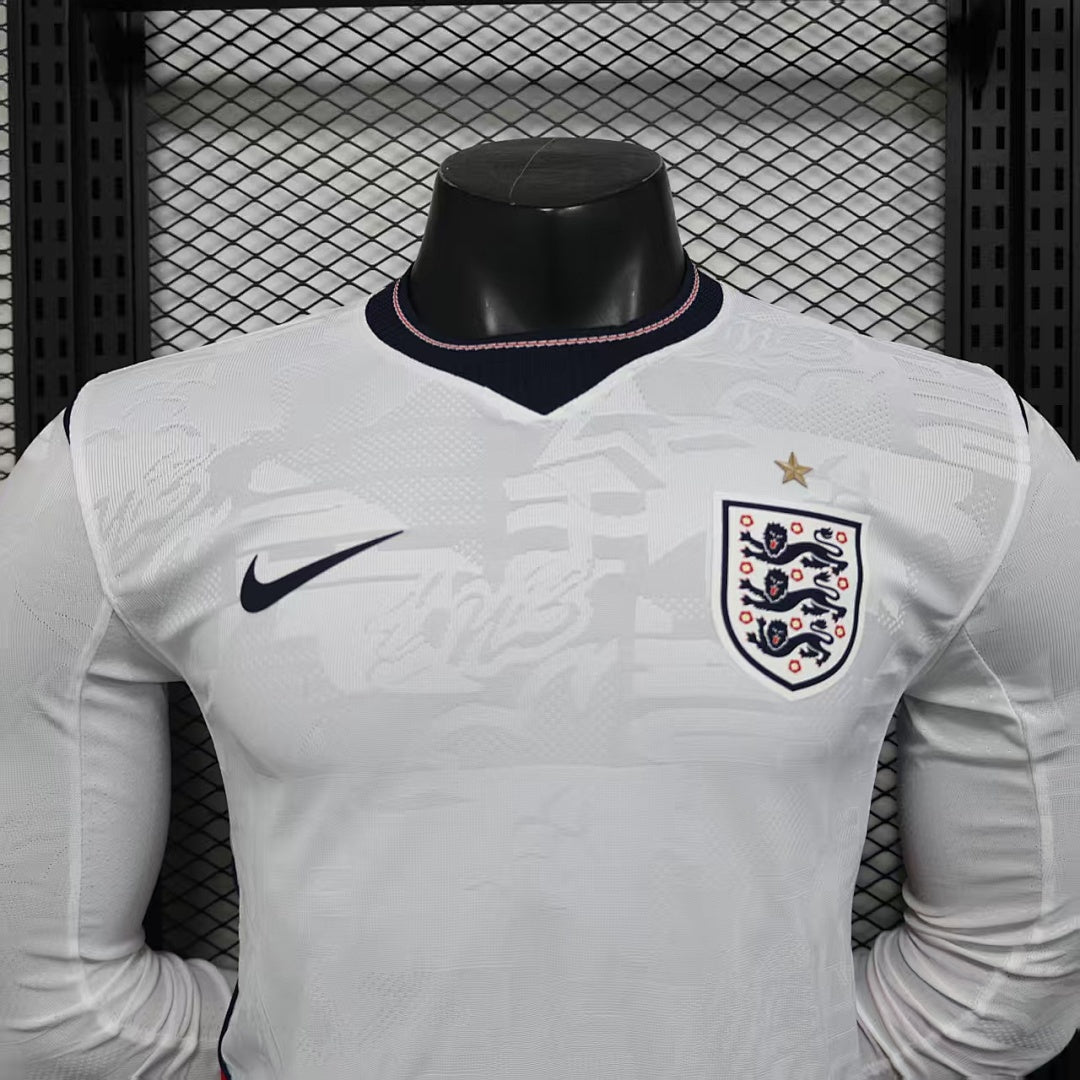 England Home Soccer Jersey Long Sleeve