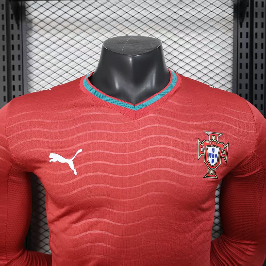 Portugal Home Soccer Jersey Long Sleeve