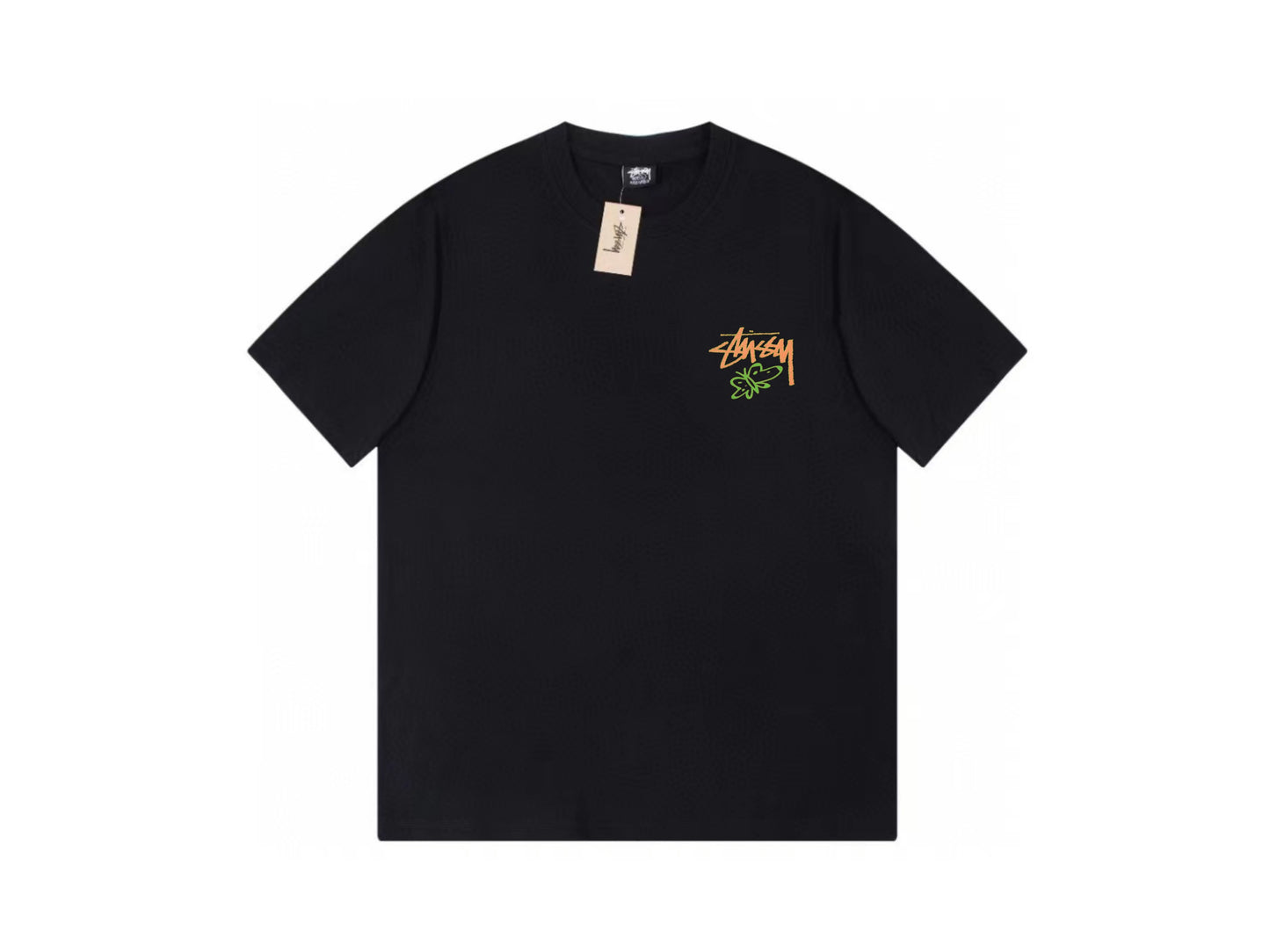 Stussy Black Floral Poem Graphic T-Shirt