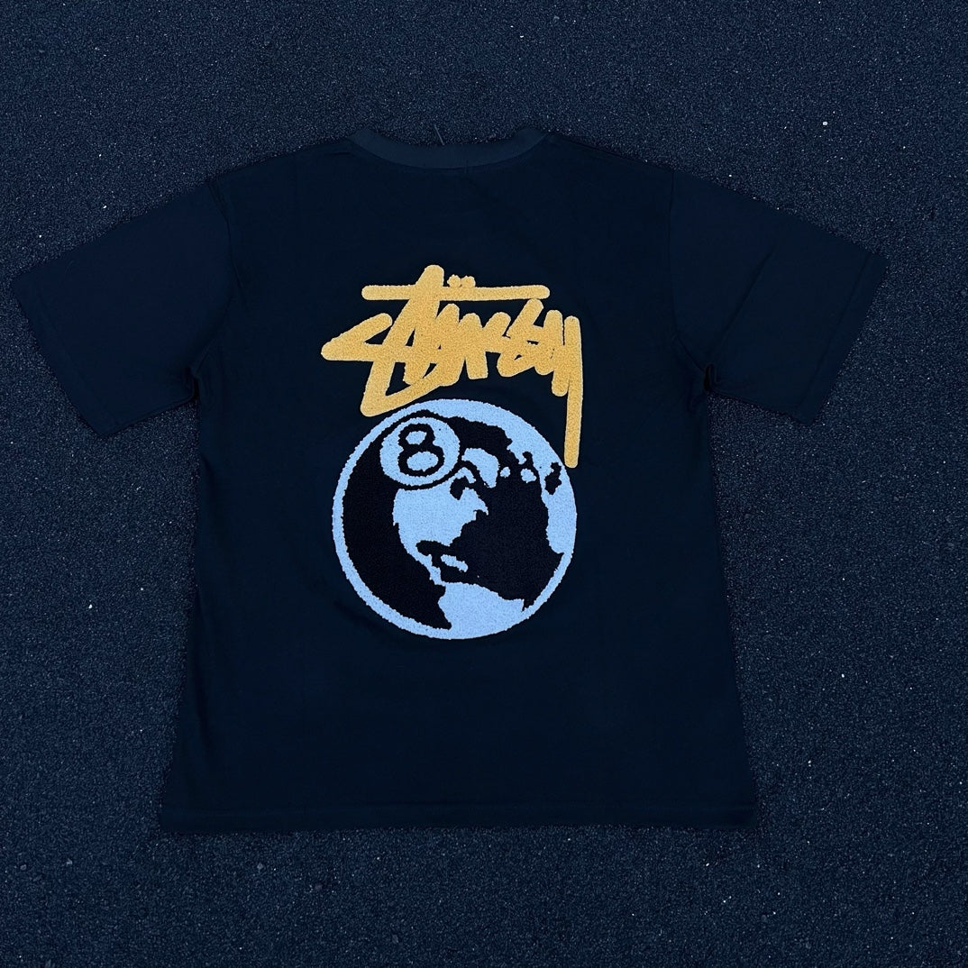 Stussy 8-Ball Globe Graphic T-Shirt - Black