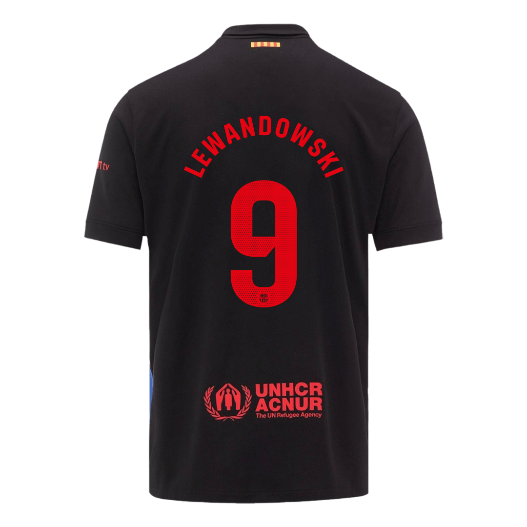 LEWANDOWSKI #9 Barcelona Away Soccer Jersey 2024/25 - Spotify Logo Without Text