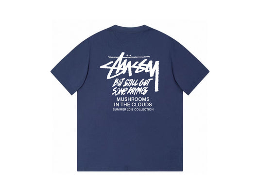 Stussy Mushrooms In The Clouds Graphic T-Shirt Navy Blue Summer 2018