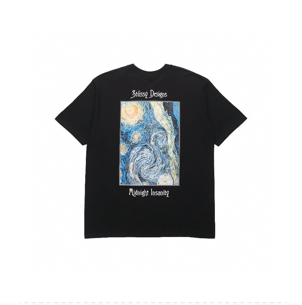 Stussy Midnight Insanity Starry Night Graphic T-Shirt - Black