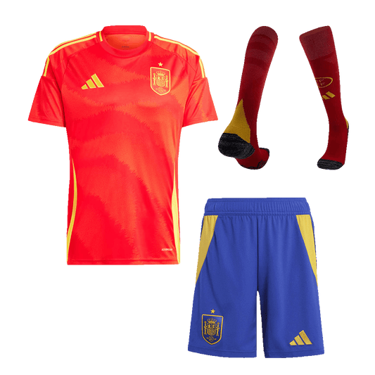 Spain Home Soccer Jersey Kit(Jersey+Shorts+Socks) Euro 2024