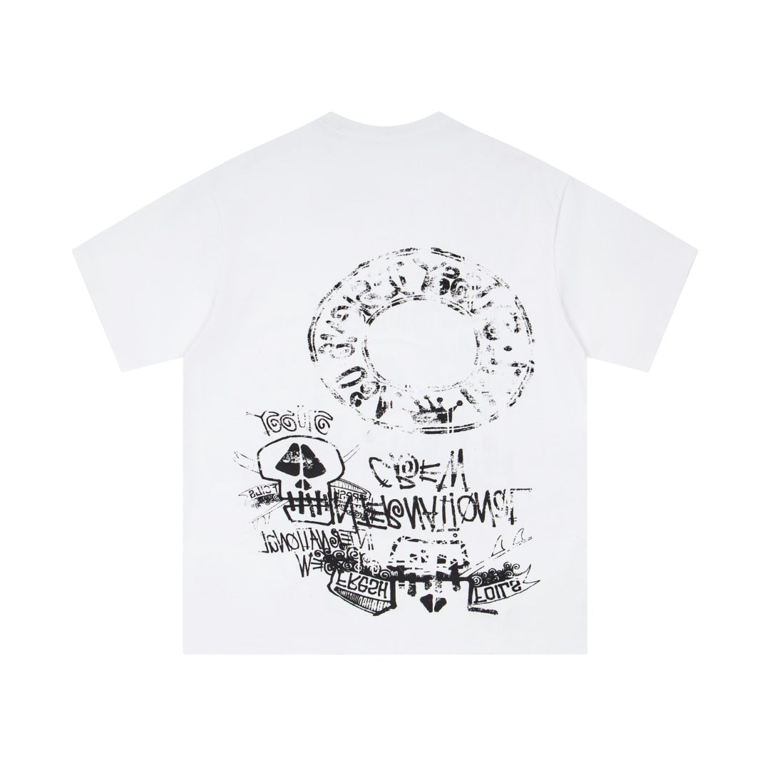 Stüssy International Crew Graffiti Skull T-Shirt - White