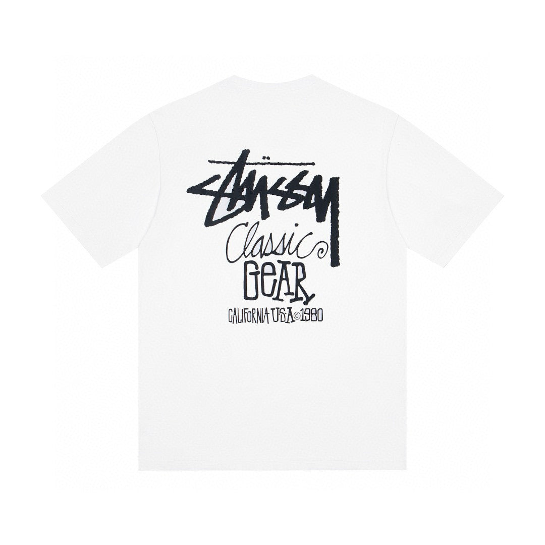 Stussy Classic Gear Back Print Graphic T-Shirt - White