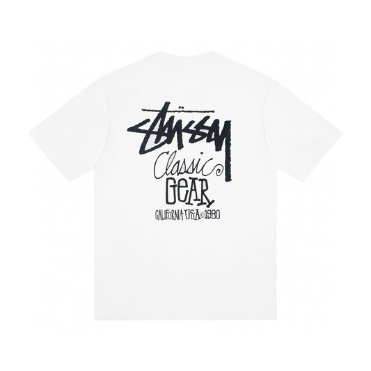 Stussy Classic Gear Back Print Graphic T-Shirt - White