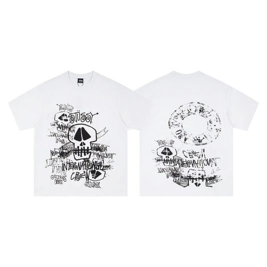Stüssy International Crew Graffiti Skull T-Shirt - White
