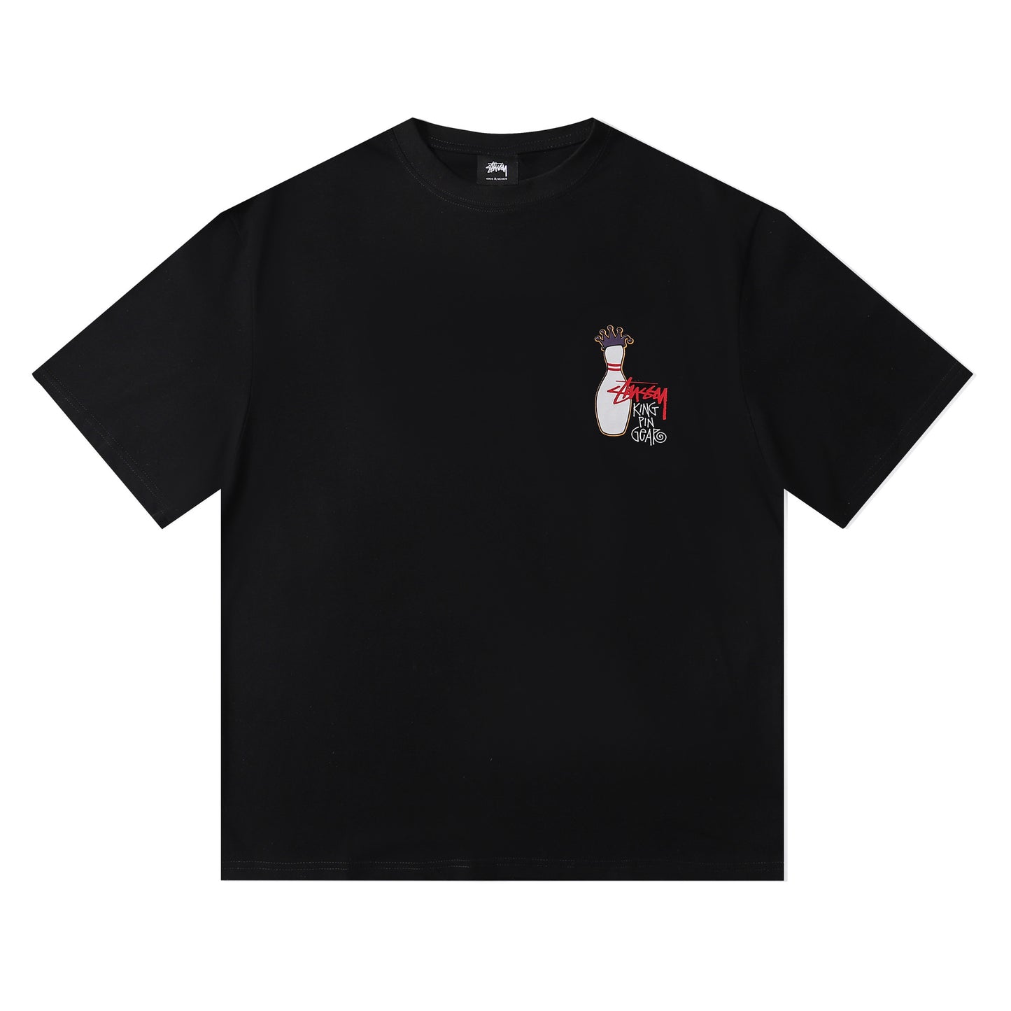 Stussy White King Pin Gear Graphic T-Shirt