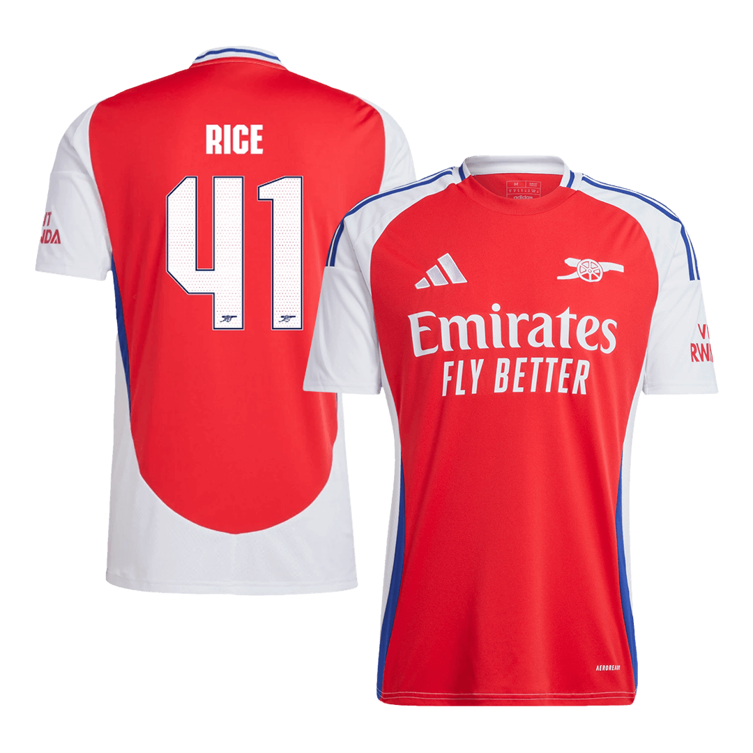 RICE #41 Arsenal Home Soccer Jersey 2024/25 Red - UCL