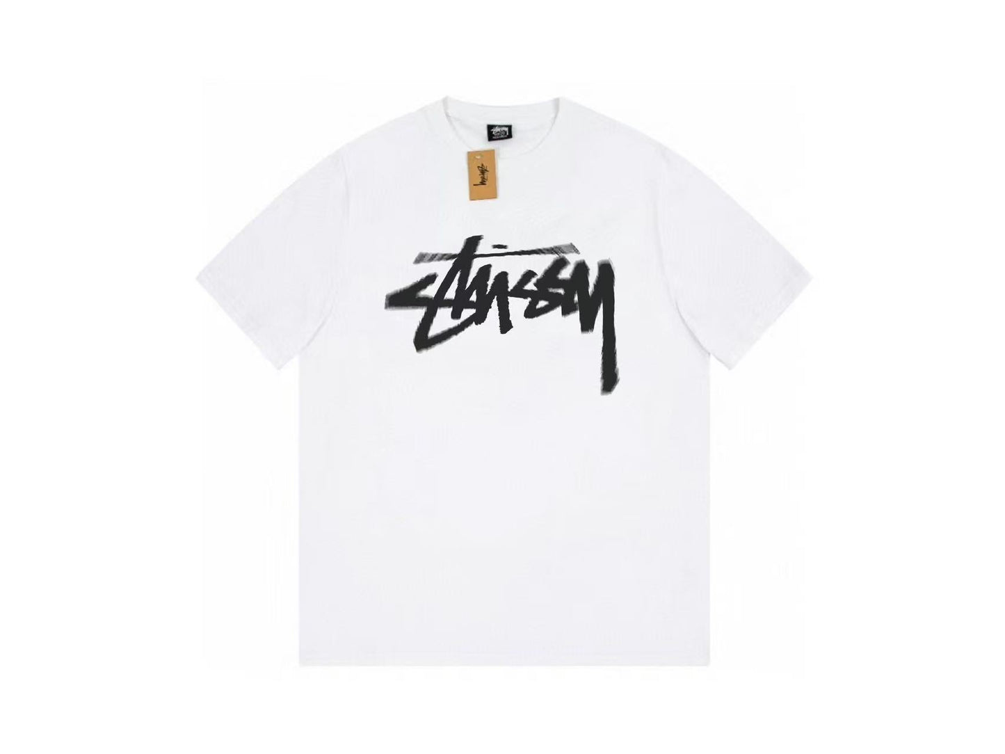 Stussy Blurred Signature Logo Graphic T-Shirt - White/Black