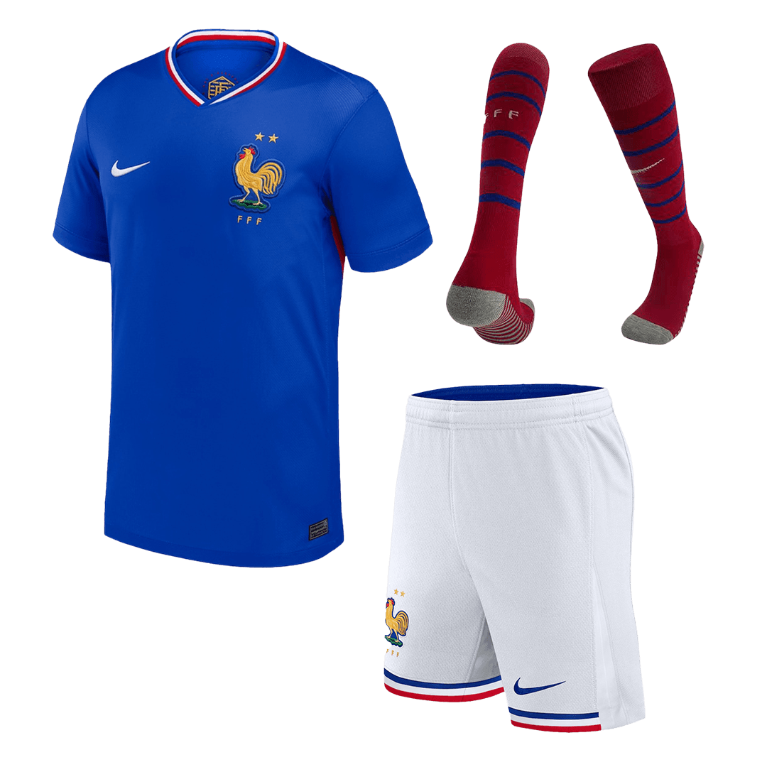 France Home Soccer Jersey Kit(Jersey+Shorts+Socks) Euro 2024
