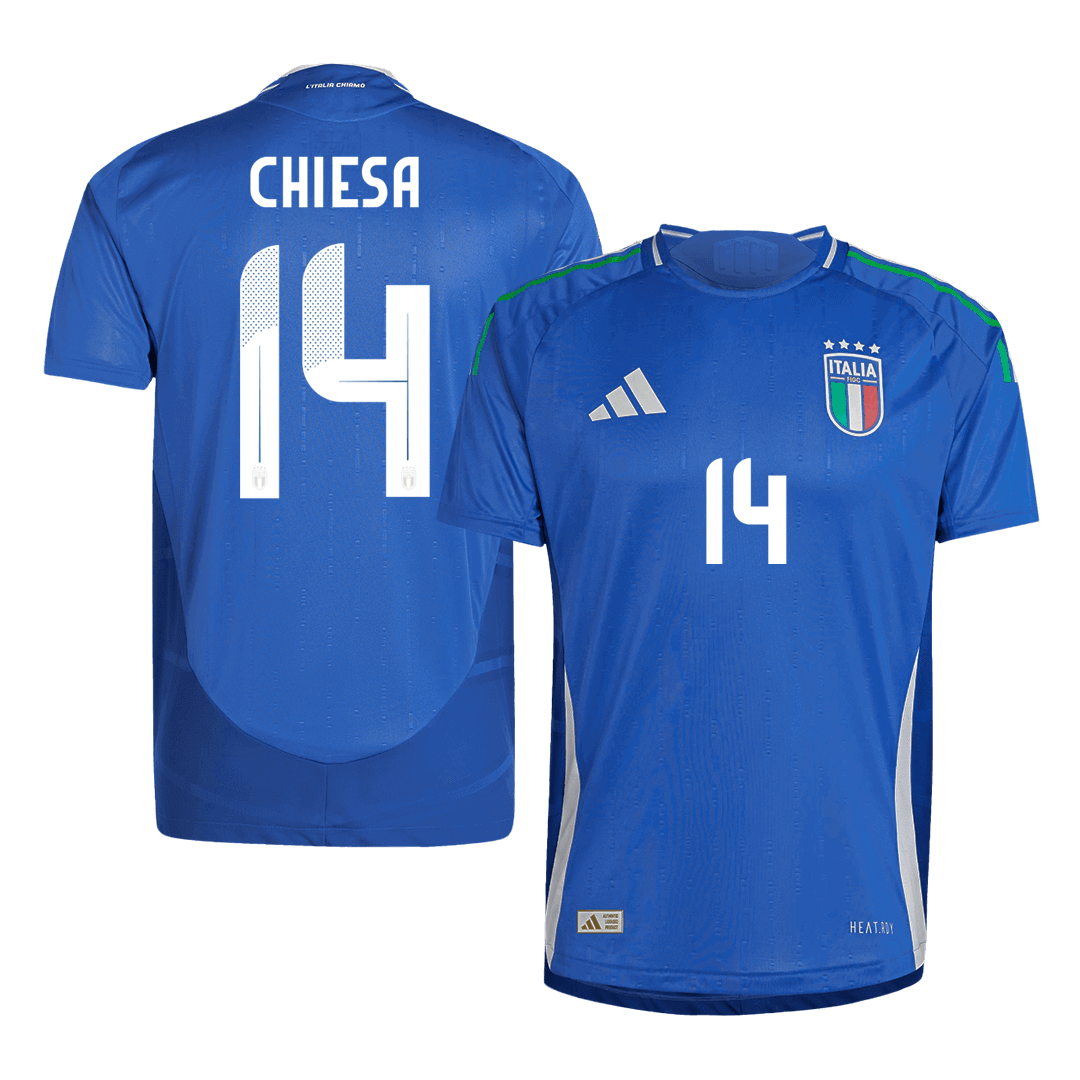 Authentic CHIESA #14 Italy Home Soccer Jersey Euro 2024