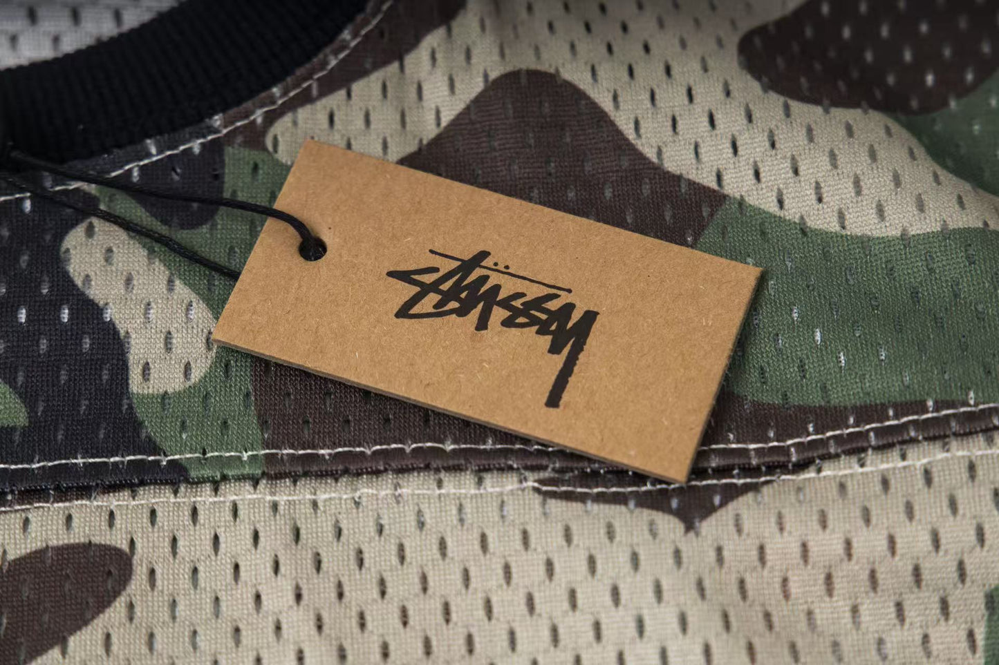 Stussy Camouflage Mesh Athletic Jersey T-Shirt Orange 80
