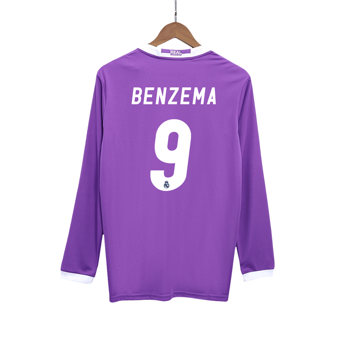 Retro BENZEMA #9 2016/17 Real Madrid Away Long Sleeve Soccer Jersey