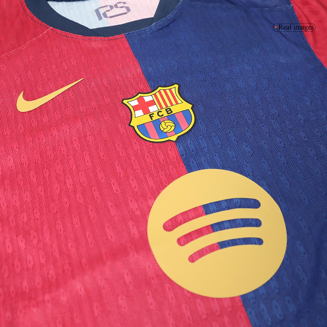 RAPHINHA #11 Authentic Barcelona Home Soccer Jersey 2024/25 Red&Blue - UCL (Spotify Logo Without Text)