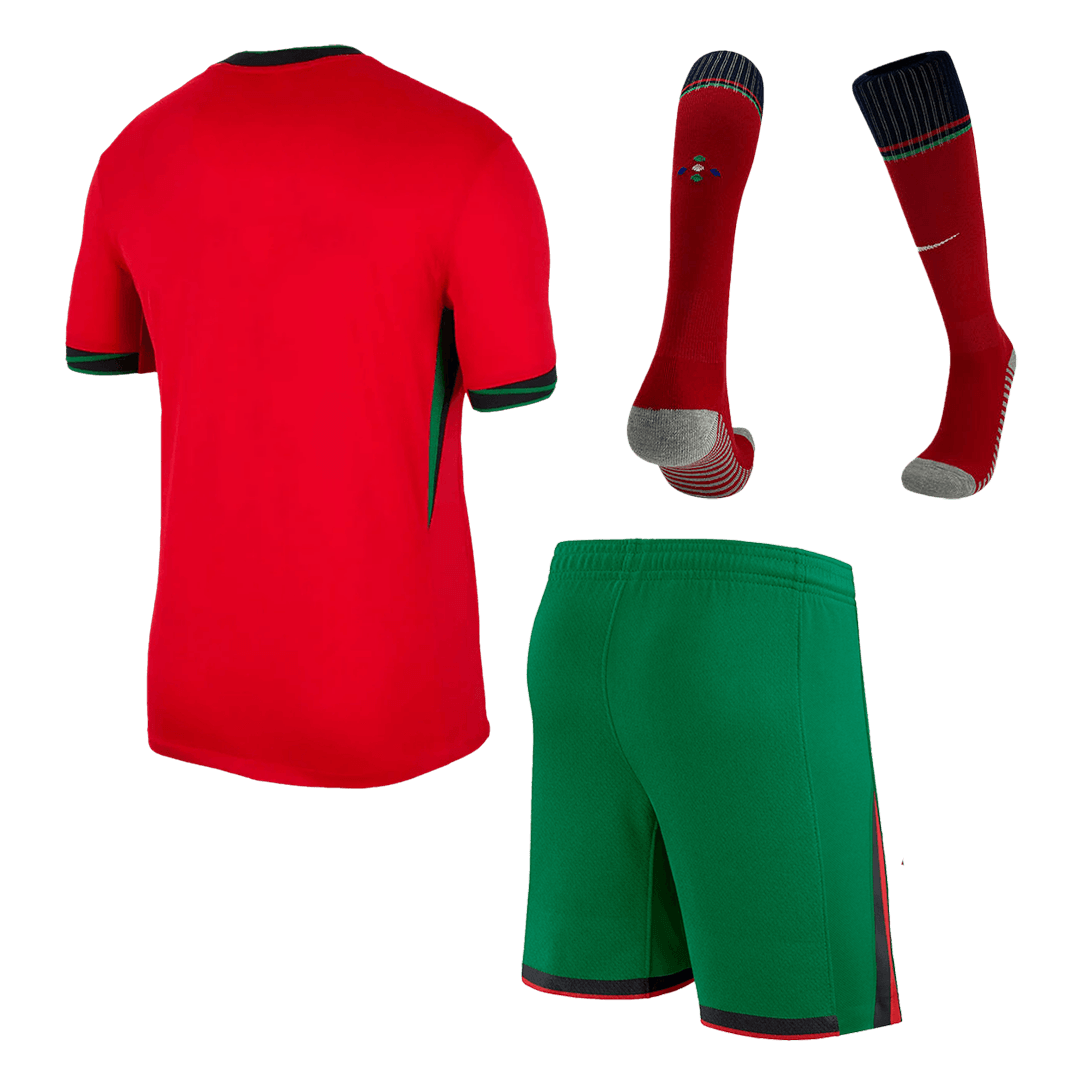 Portugal Home Soccer Jersey Kit(Jersey+Shorts+Socks) Euro 2024