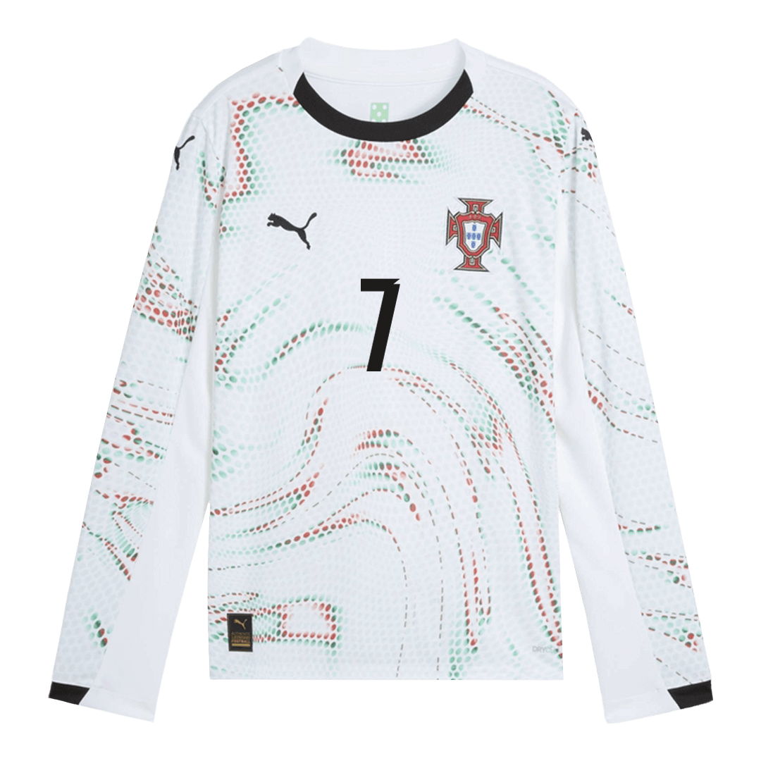 RONALDO #7 Portugal Away Long Sleeve Soccer Jersey 2025 White