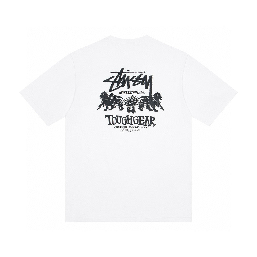 Stussy White Toughgear Lion Crest Graphic T-Shirt