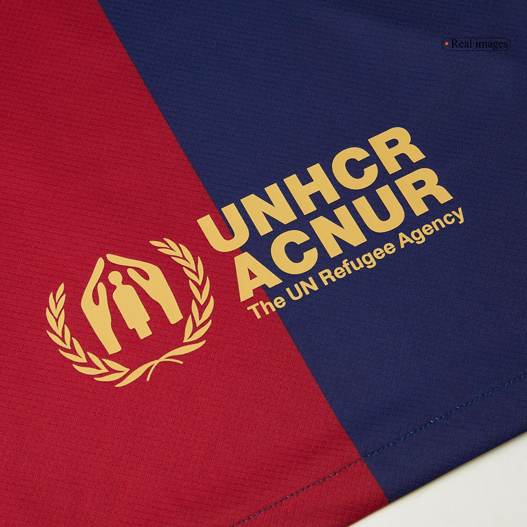 RAPHINHA #11 Barcelona Home Soccer Jersey 2024/25 Red&Blue - UCL (Spotify Logo Without Text)