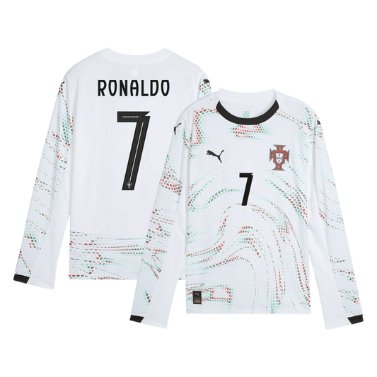 RONALDO #7 Portugal Away Long Sleeve Soccer Jersey 2025 White