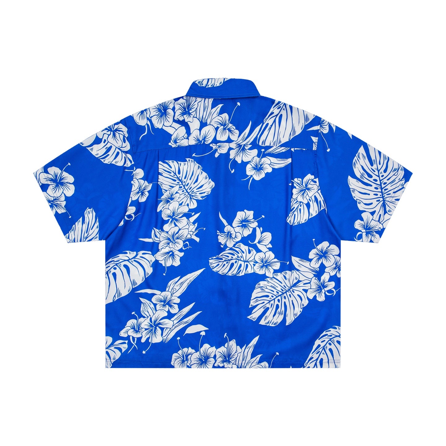 Tropical Hibiscus & Monstera Print Short Sleeve Hawaiian Shirt