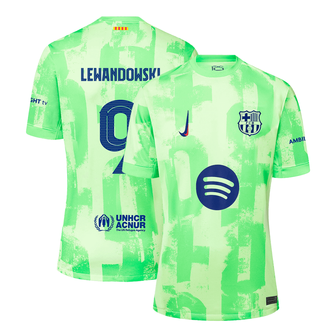 LEWANDOWSKI #9 Barcelona Third Away Soccer Jersey 2024/25 - UCL£¨Spotify Logo Without Text£©